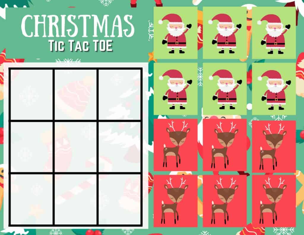 printable christmas tic tac toe - my printable home